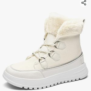 Fuzzy Lace Up Boots. Winter white. Size 9
